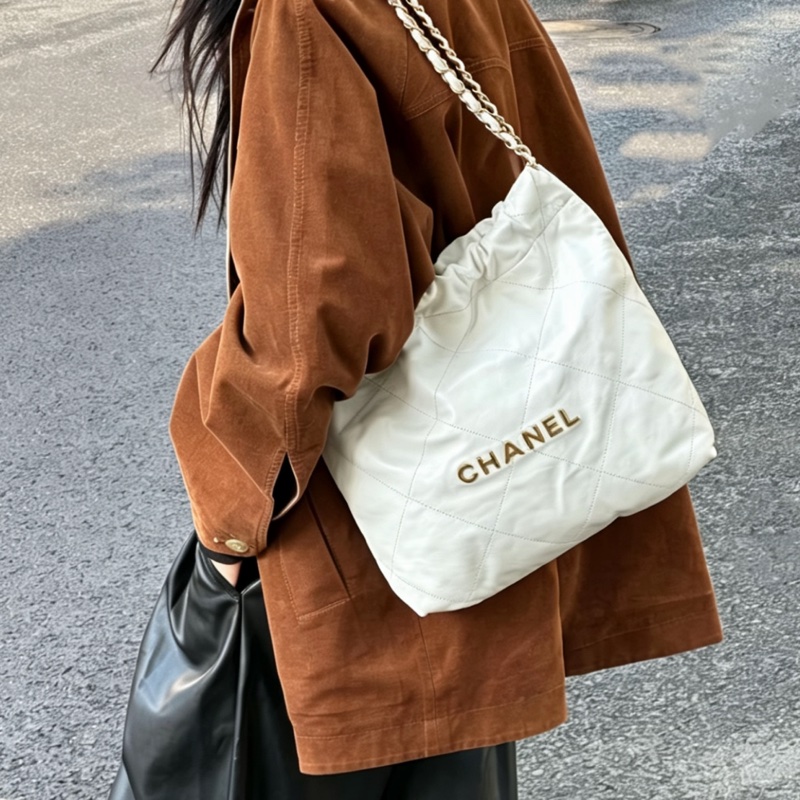 CHANEL香奈兒白金22bag中號慵懶氣質垃圾袋包👠-1