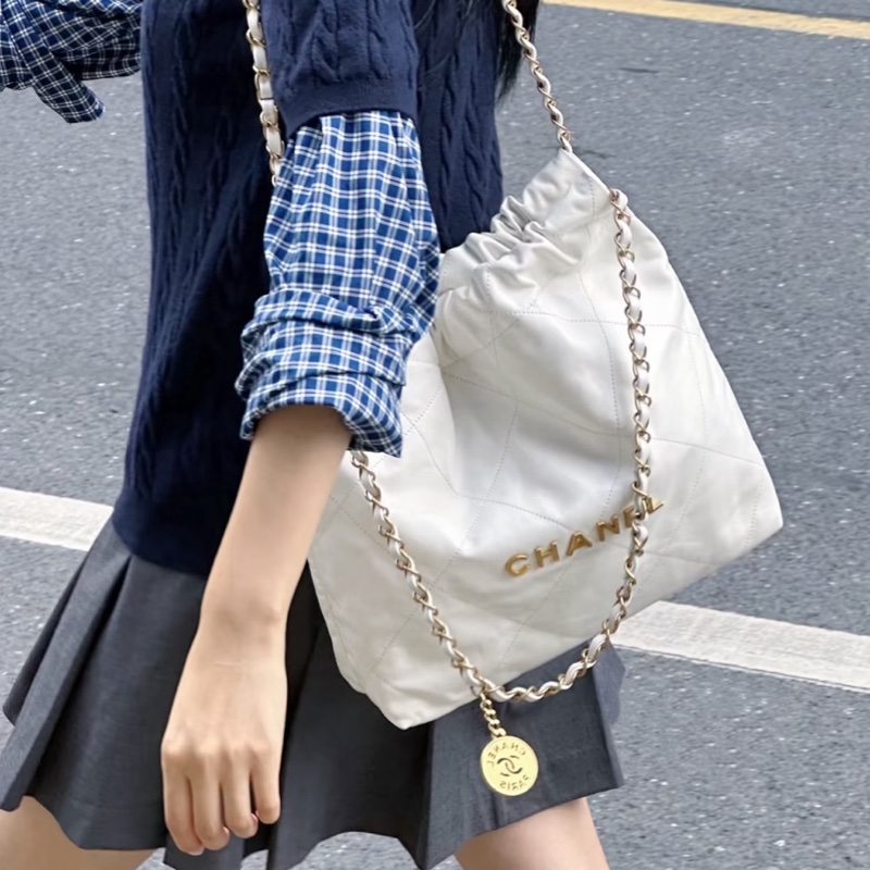 CHANEL香奈兒白金22bag中號慵懶氣質垃圾袋包👠-4