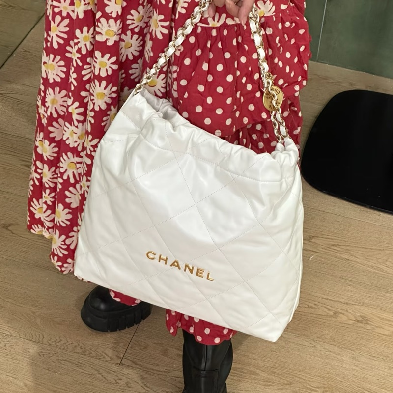 CHANEL香奈兒白金22bag中號慵懶氣質垃圾袋包👠-5