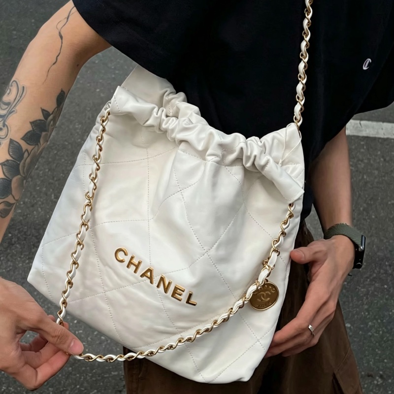 CHANEL香奈兒白金22bag中號慵懶氣質垃圾袋包👠-9