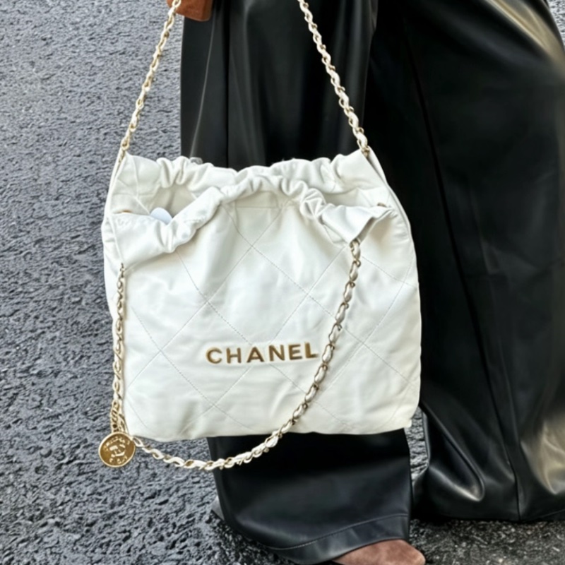 CHANEL香奈兒白金22bag中號慵懶氣質垃圾袋包👠-10