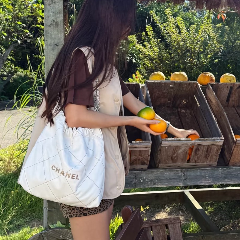 CHANEL香奈兒白金22bag中號慵懶氣質垃圾袋包👠-19