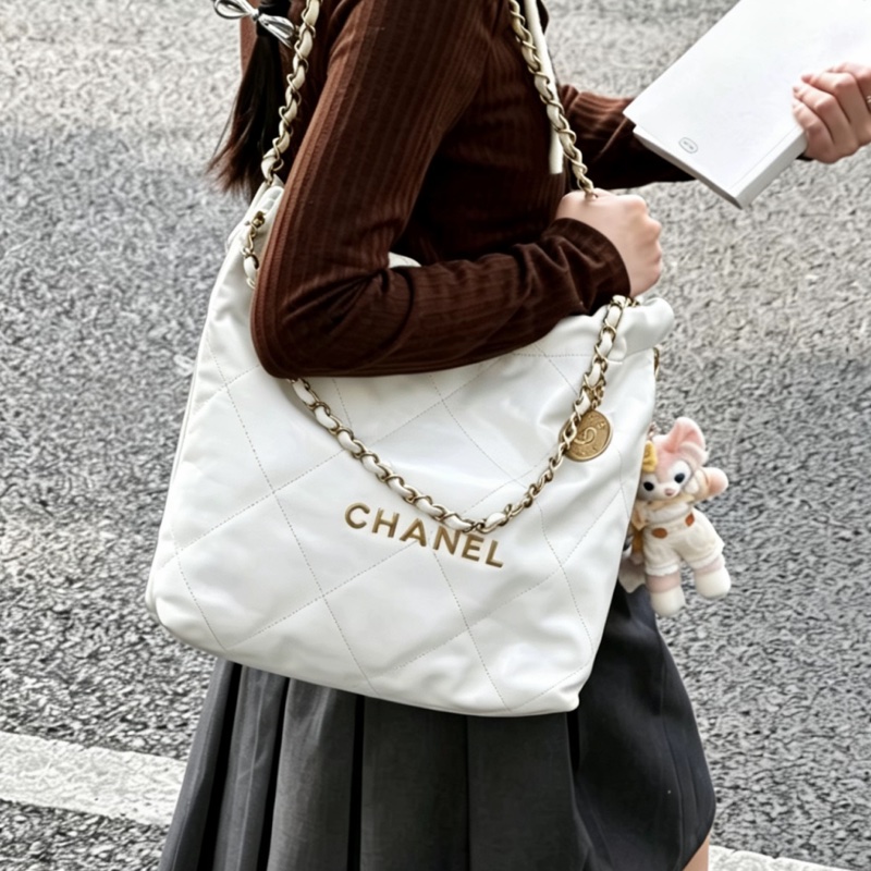 CHANEL香奈兒白金22bag中號慵懶氣質垃圾袋包👠-23