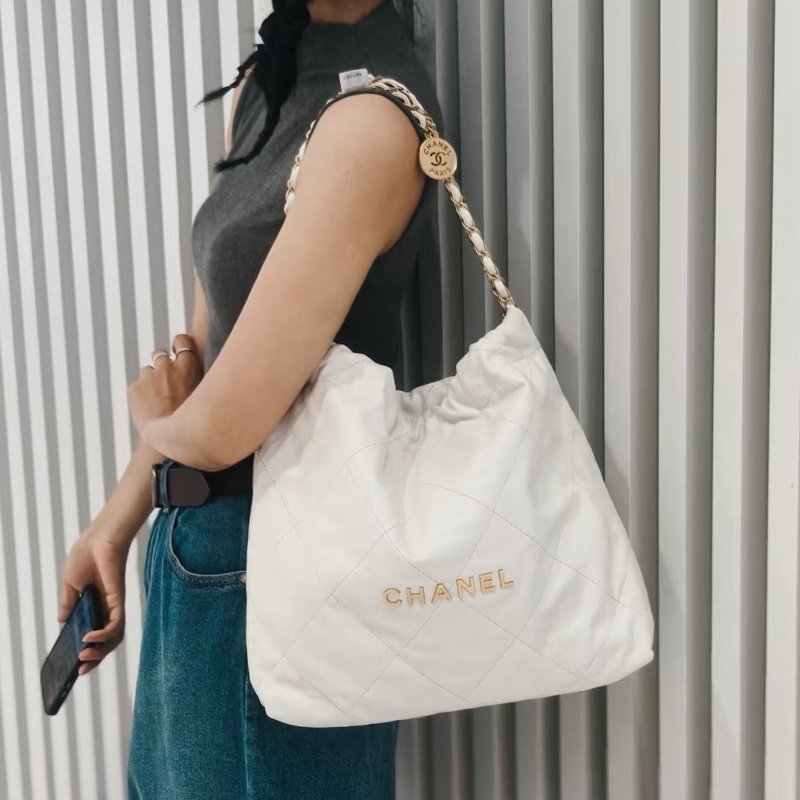 CHANEL香奈兒白金22bag中號慵懶氣質垃圾袋包👠-28