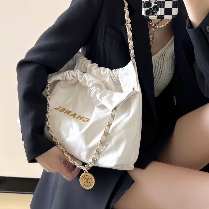 CHANEL香奈兒白金22bag中號慵懶氣質垃圾袋包👠-29