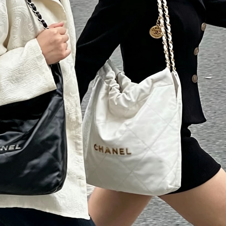 CHANEL香奈兒白金22bag中號慵懶氣質垃圾袋包👠-34
