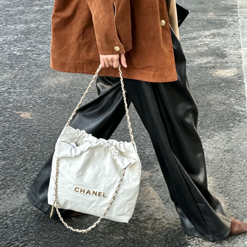 CHANEL香奈兒白金22bag中號慵懶氣質垃圾袋包👠-36
