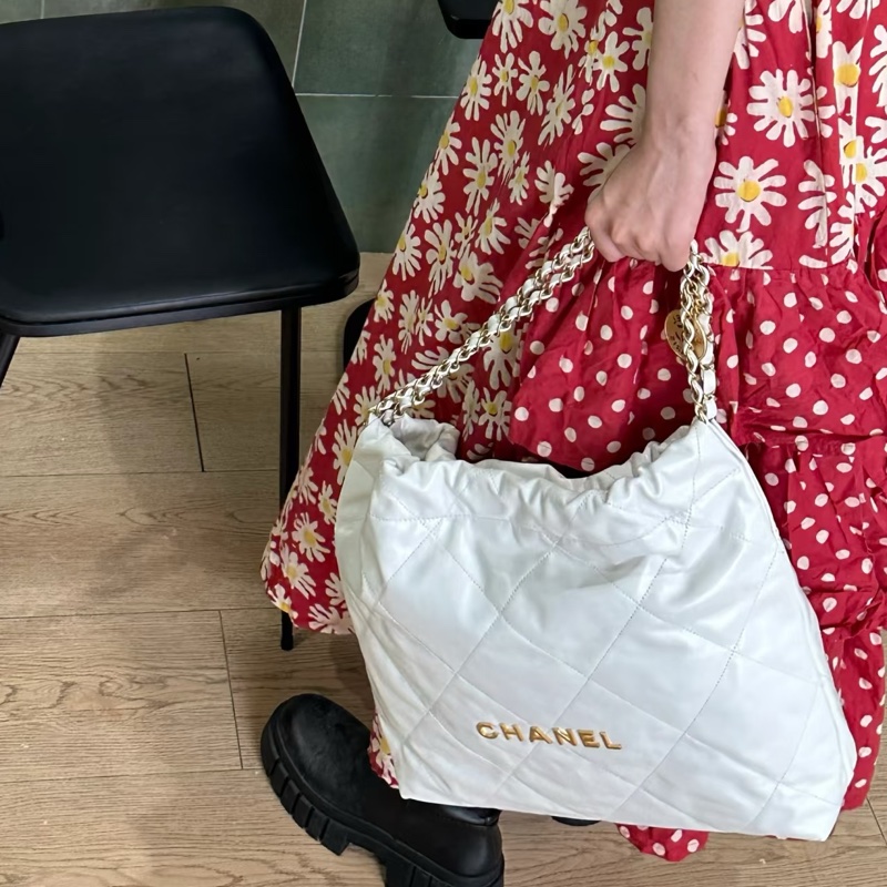 CHANEL香奈兒白金22bag中號慵懶氣質垃圾袋包👠-40