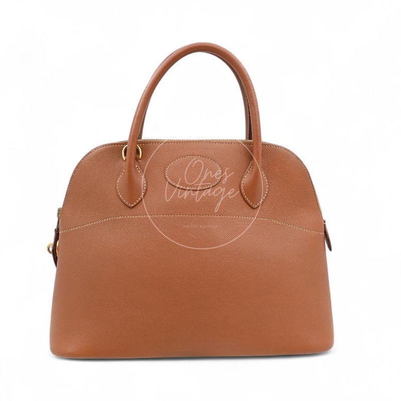 中古 Hermes 愛馬仕 Bolide柏莉包 31 金棕色 Epsom皮革材質 金色五金配件 Circle Y 手提包-1