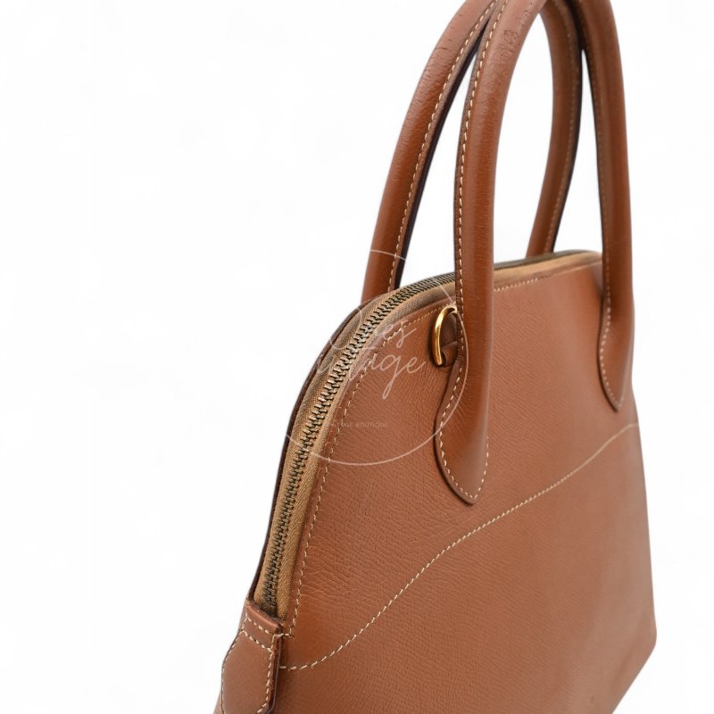 中古 Hermes 愛馬仕 Bolide柏莉包 31 金棕色 Epsom皮革材質 金色五金配件 Circle Y 手提包-9
