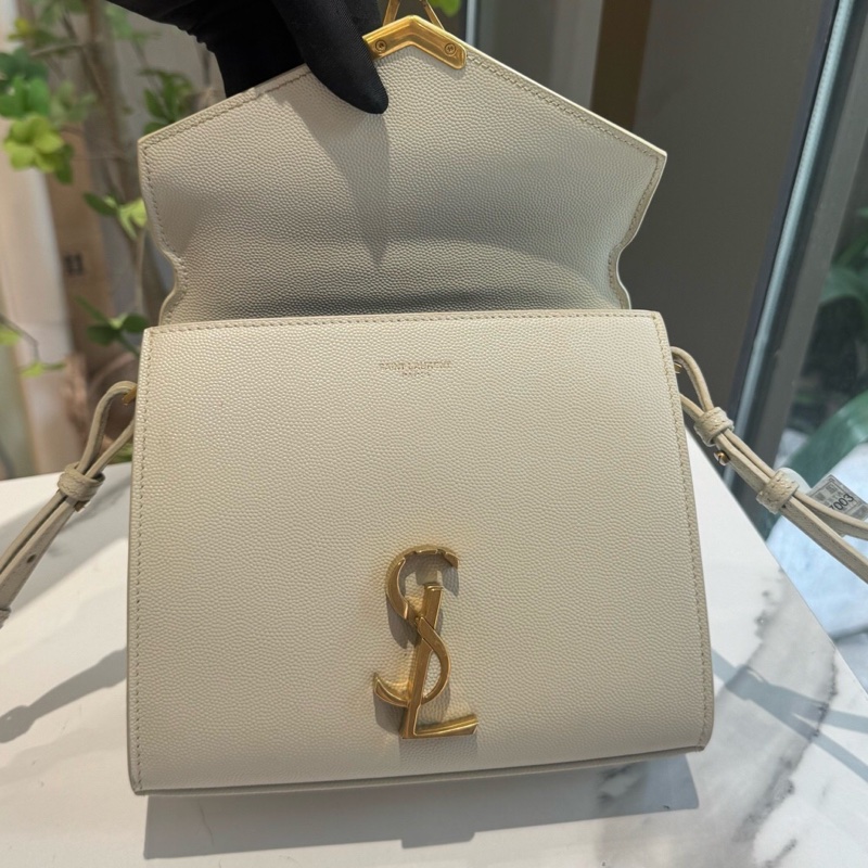 YSL聖羅蘭Cassandra白金魚子醬手提斜挎包-6