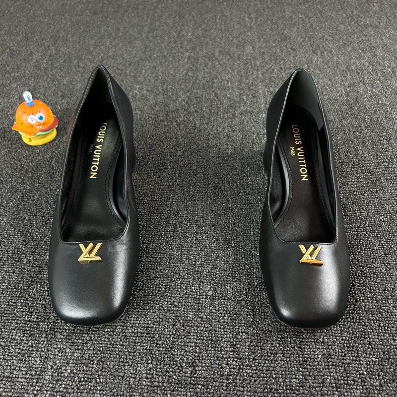 Louis Vuitton 路易威登黑金方頭粗高跟瑪麗珍 尺碼:39 落地一次-1