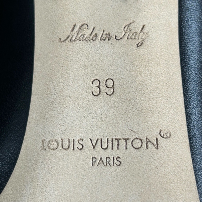 Louis Vuitton 路易威登黑金方頭粗高跟瑪麗珍 尺碼:39 落地一次-6