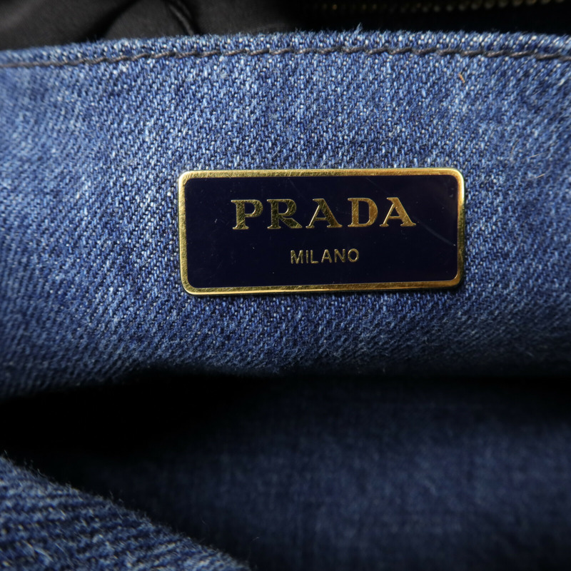 PRADA 牛仔布2 Way Shoulder手挽肩背兩用袋-5