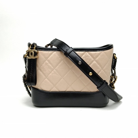 CHANEL GABRIELLE流浪小號拼色牛皮30開金銀扣