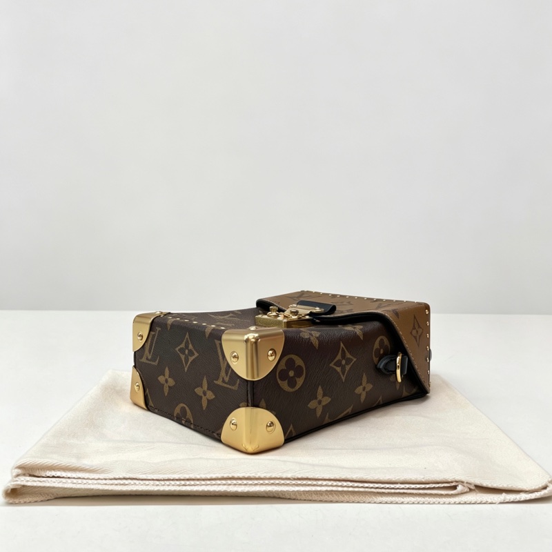 🤎正品✨閒置新 🆕LV路易威登 CAMERA BOX手袋 盒子包 相機包 手機包 手提包 單肩斜挎包 老花棕色 帆布拼皮 芯片款-4