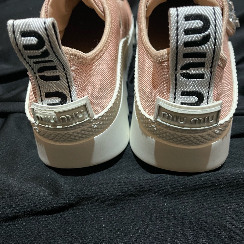 MiuMiu粉色水鑽厚底鞋 休閒鞋#38-7