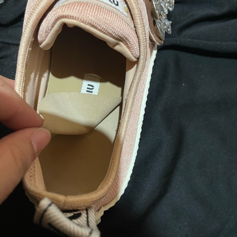 MiuMiu粉色水鑽厚底鞋 休閒鞋#38-30