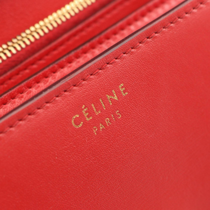 CELINE 經典 Box 中型單肩斜背包 紅色皮革 GHW 二手 女士-3