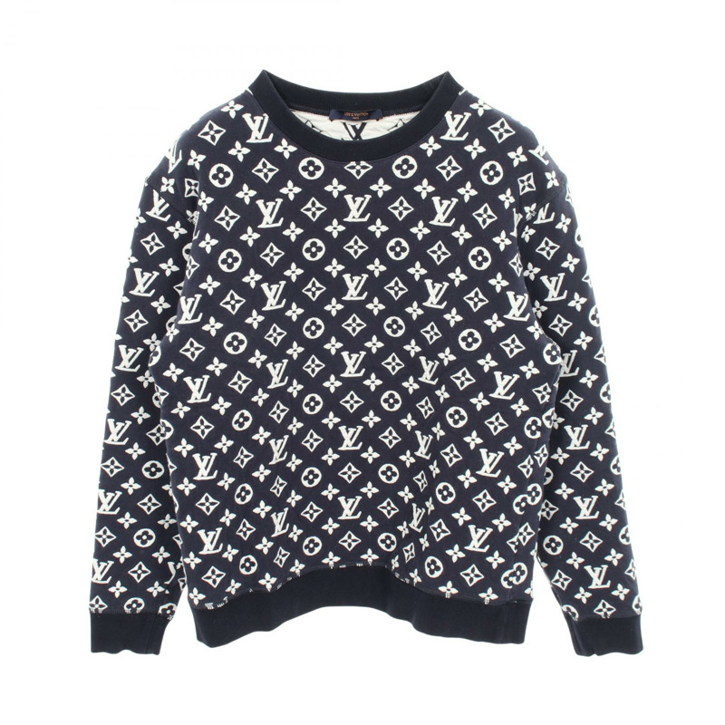 路易威登 (LOUIS VUITTON) 全 Monogram 提花圓領毛衣 #M RM221Q TCJ HIY53W 海軍藍-0