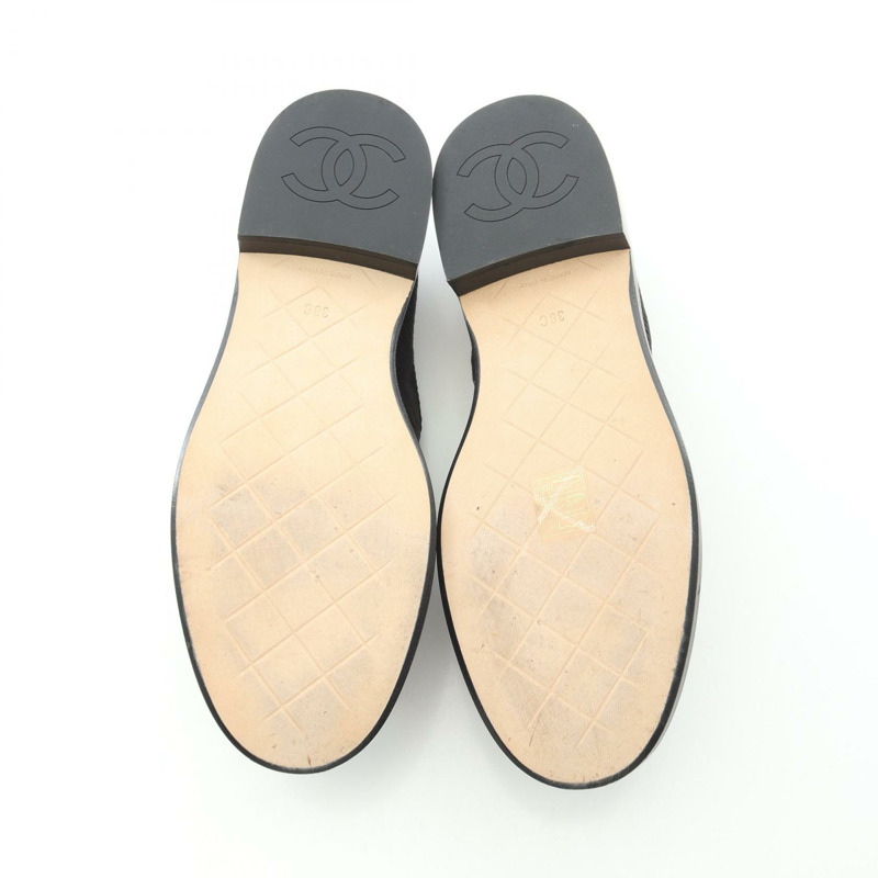 香奈兒 COCO Mark 樂福鞋 平底鞋 G40027 黑色織品 二手 女款 38C-3