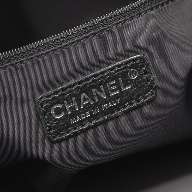 香奈兒 (CHANEL) Paris Biarritz MM 手提包,黑色,皮革/PVC塗層帆布,二手,女士,帶五金配件-3