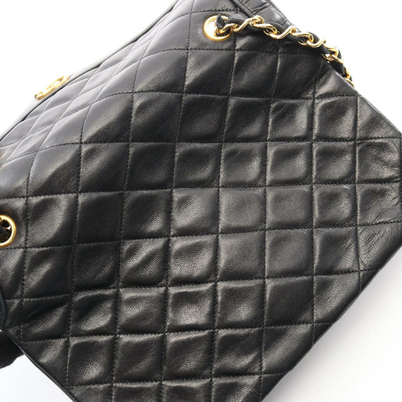 香奈兒 (CHANEL) 絎縫鏈條單肩包,羊皮材質,黑色,二手,女士款,金色五金-8