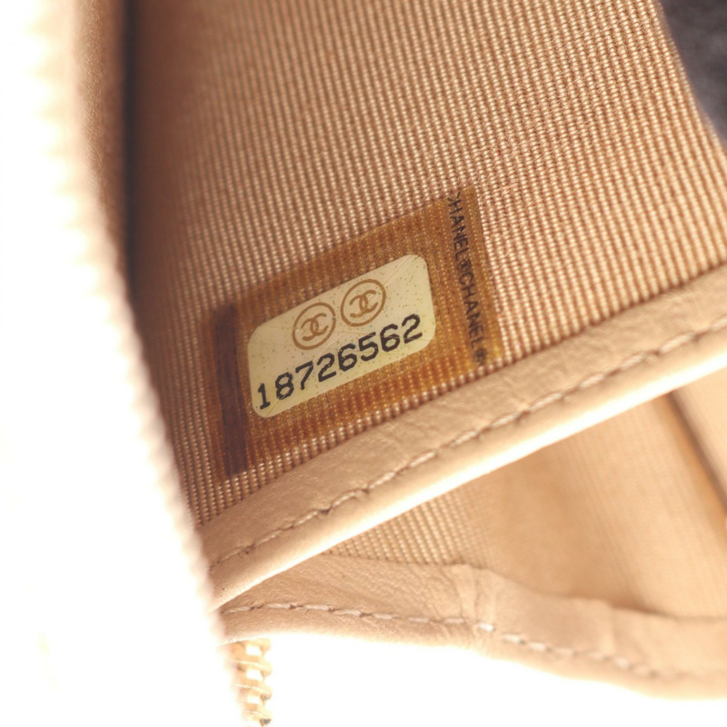 香奈兒 (CHANEL) Matelasse Around 長版皮夾 A50097 羊皮 米色 二手 金五金 CC-4