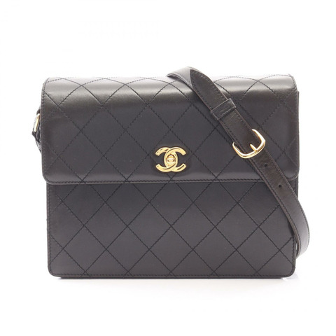 香奈兒 (CHANEL) Matelasse 羊皮肩斜背包 黑色 二手 GHW CC