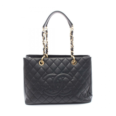 香奈兒 (CHANEL) Matelasse GST 鏈條肩背手提包 A50995 黑色皮革 二手 女士 金色五金