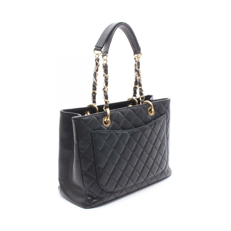 香奈兒 (CHANEL) Matelasse GST 鏈條肩背手提包 A50995 黑色皮革 二手 女士 金色五金-1