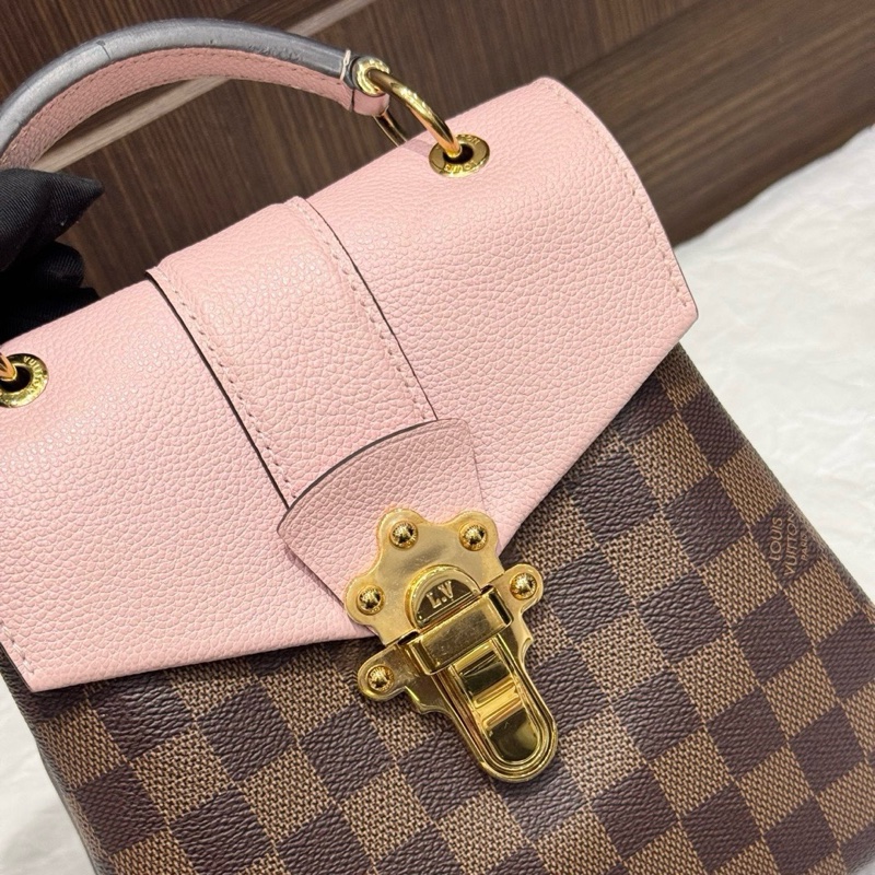 99💖正品💝路易威登/LV Clapton棋盤格拼櫻花粉雙肩包,金扣 19年-1