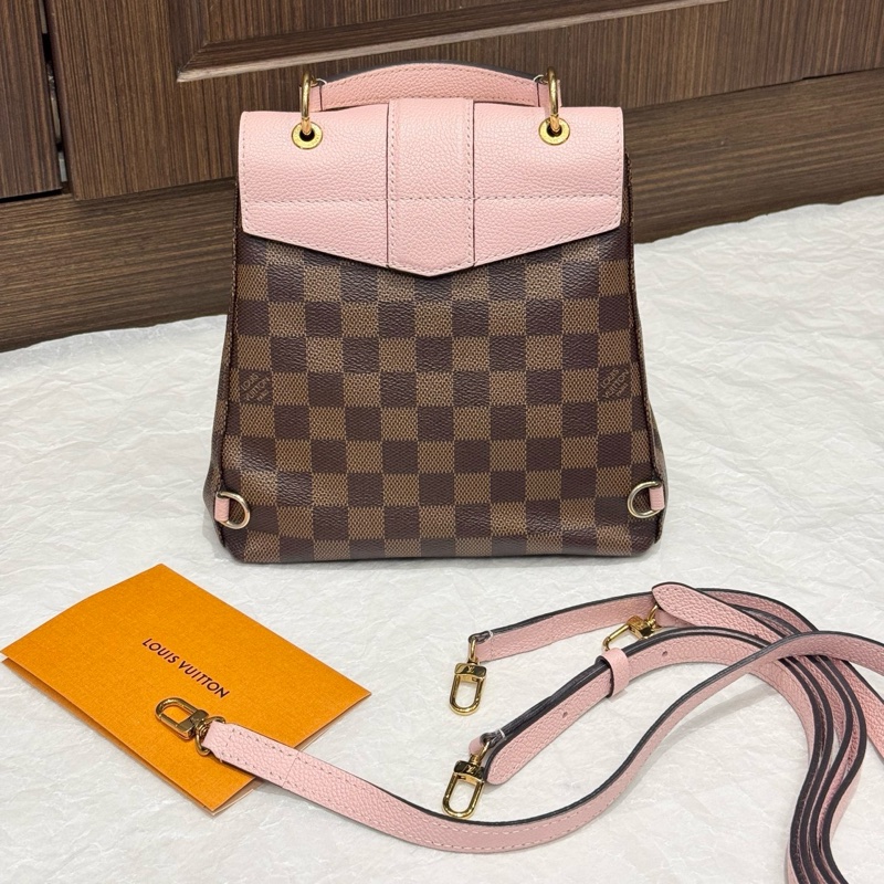 99💖正品💝路易威登/LV Clapton棋盤格拼櫻花粉雙肩包,金扣 19年-3