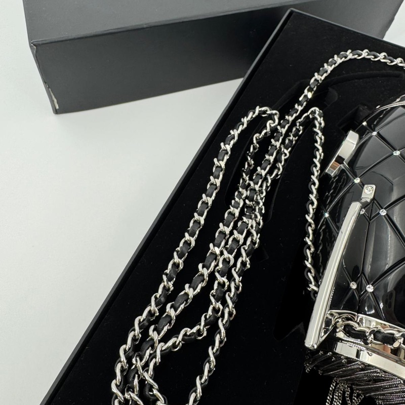 Chanel 2017 Plexiglass and Rhinestone Limited Edition Black Rocket Ship Minaudière Bag-3
