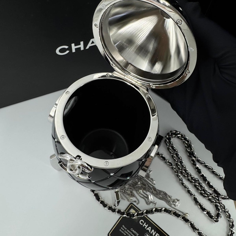 Chanel 2017 Plexiglass and Rhinestone Limited Edition Black Rocket Ship Minaudière Bag-8