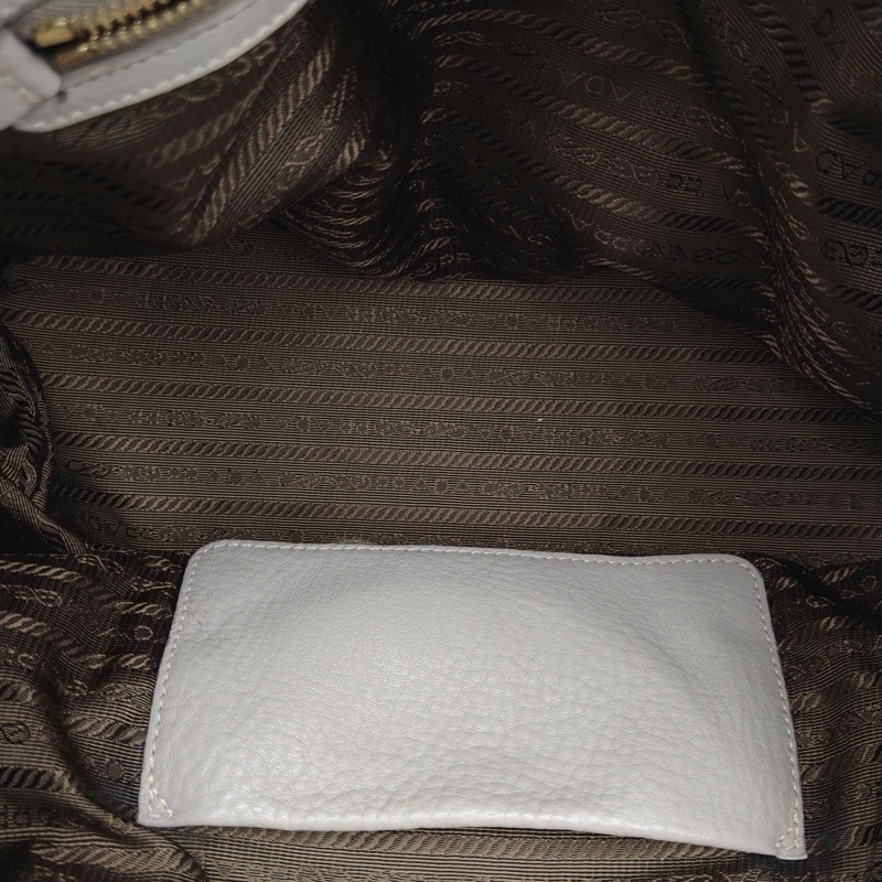 PRADA 灰色牛皮手提包-5