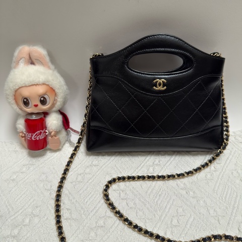 Chanel香奈兒 24c牛皮 黑金31bag nano 手提單肩斜挎包