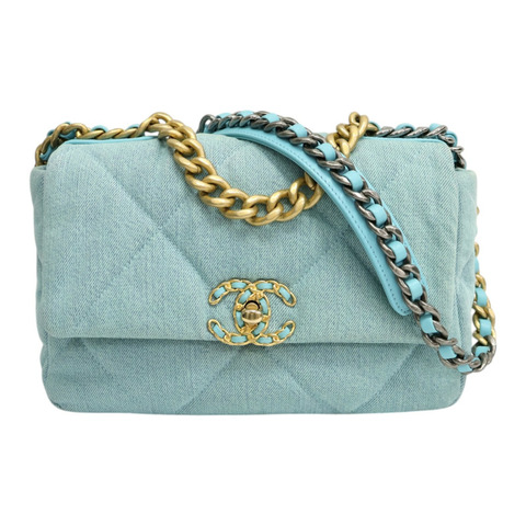 藍色 丹寧布 19 肩背包【CHANEL 香奈兒】 AS1160