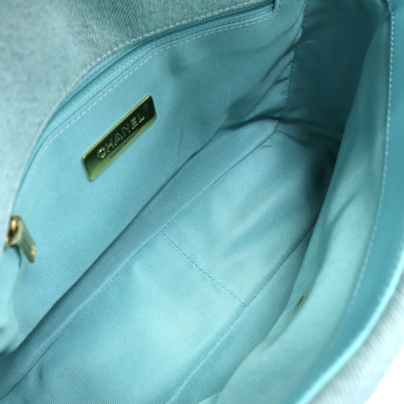 藍色 丹寧布 19 肩背包【CHANEL 香奈兒】 AS1160-2