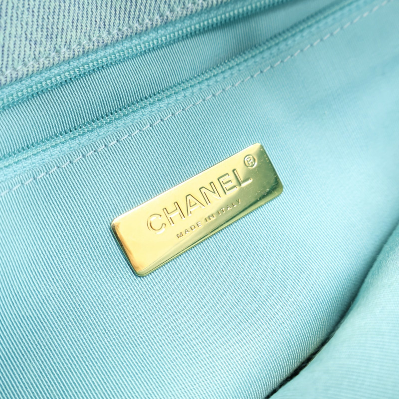 藍色 丹寧布 19 肩背包【CHANEL 香奈兒】 AS1160-5