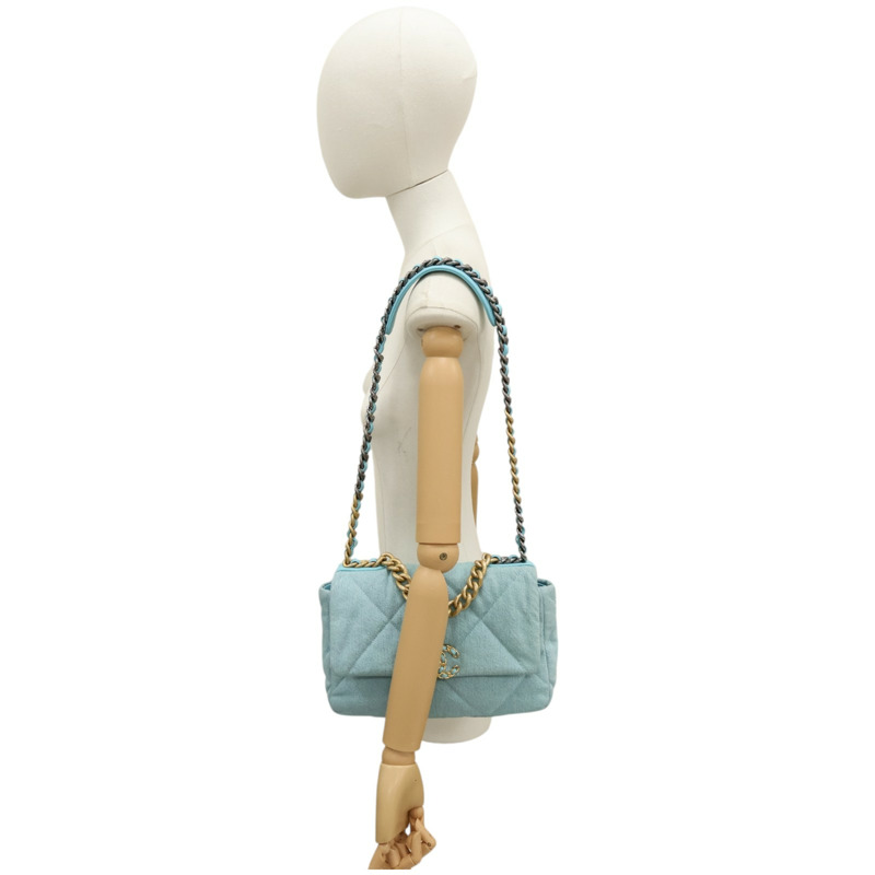 藍色 丹寧布 19 肩背包【CHANEL 香奈兒】 AS1160-9