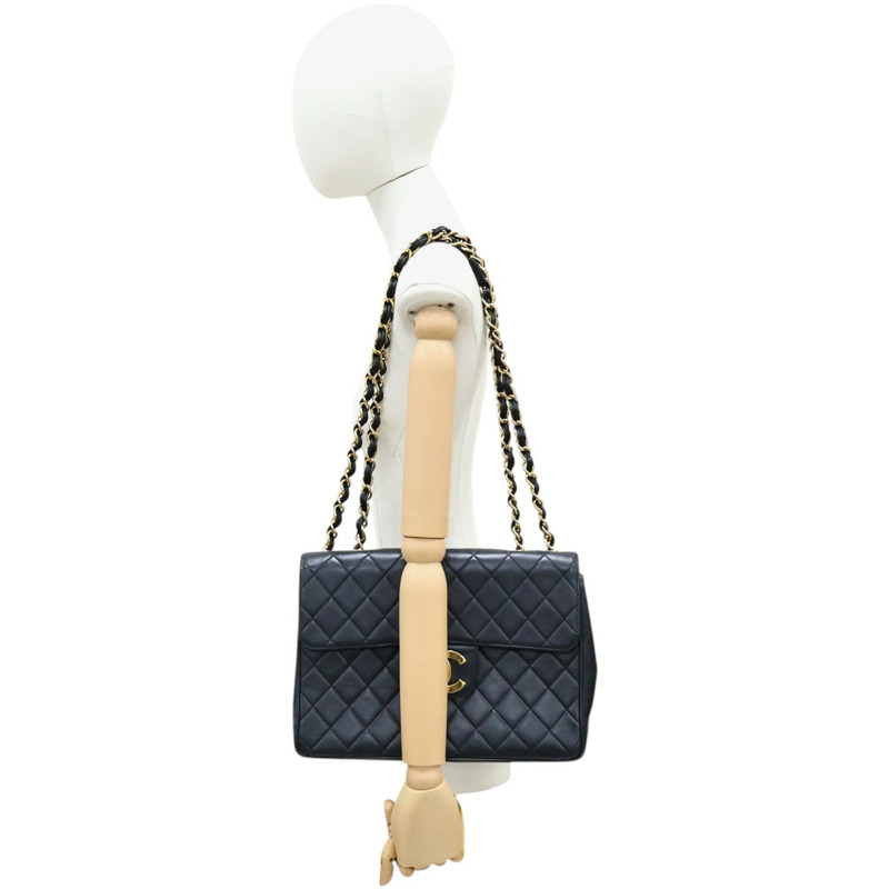 黑色羊皮 Matelasse 30 鍊帶 肩背包 無卡【CHANEL 香奈兒】 A04412-10