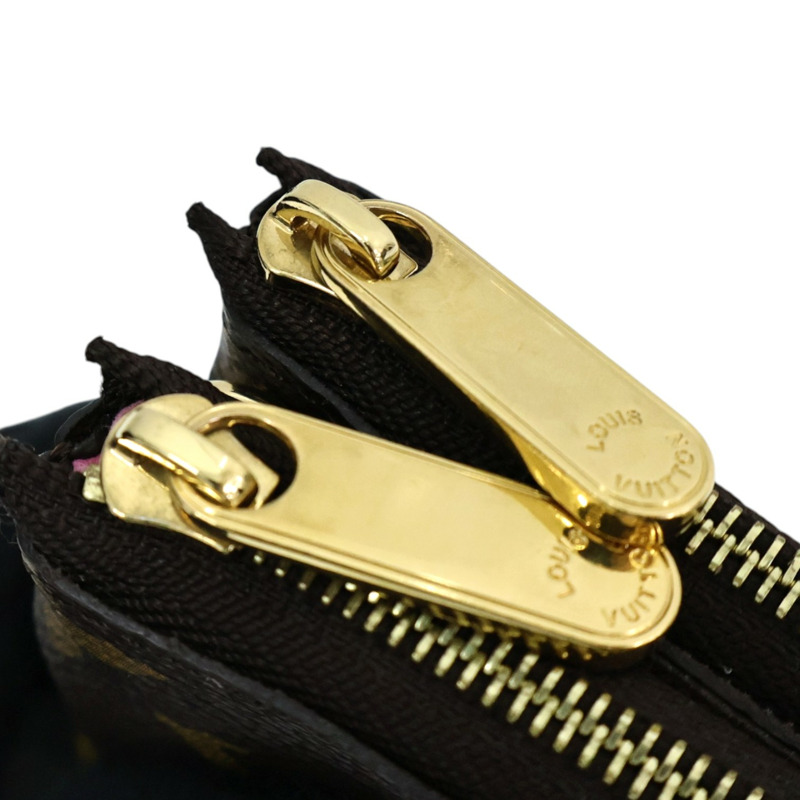 棕色 原花帆布 Pochette Double Zip 肩背包【LOUIS VUITTON LV 路易威登】 M68486-5