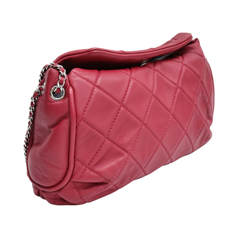紅色 菱格紋牛皮 Chain Hobo Bag 肩背包 (無卡)【CHANEL 香奈兒】-1