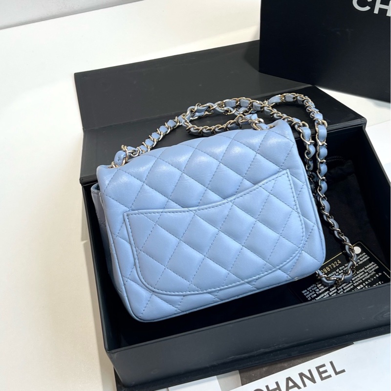 CHANEL 香奈兒 藍色方胖子斜挎包 30開 標卡 底長16-1