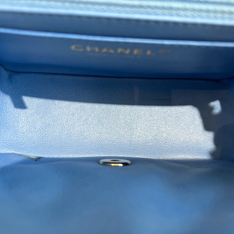 CHANEL 香奈兒 藍色方胖子斜挎包 30開 標卡 底長16-5
