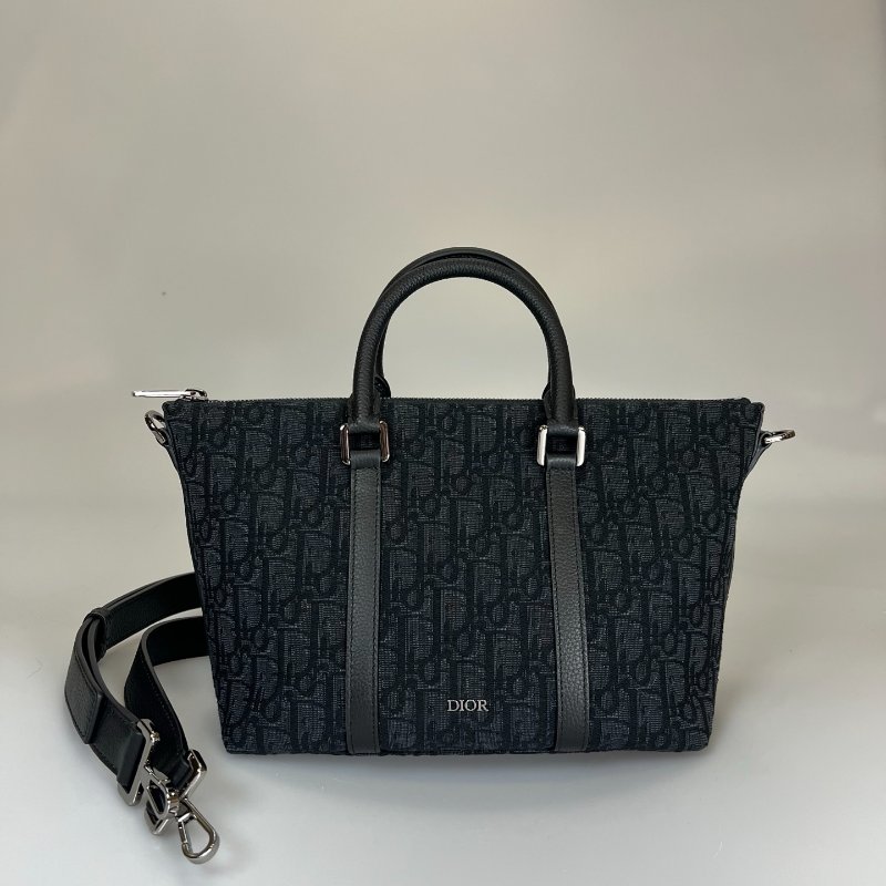 DIOR 黑老花刺繡手提側肩包-0