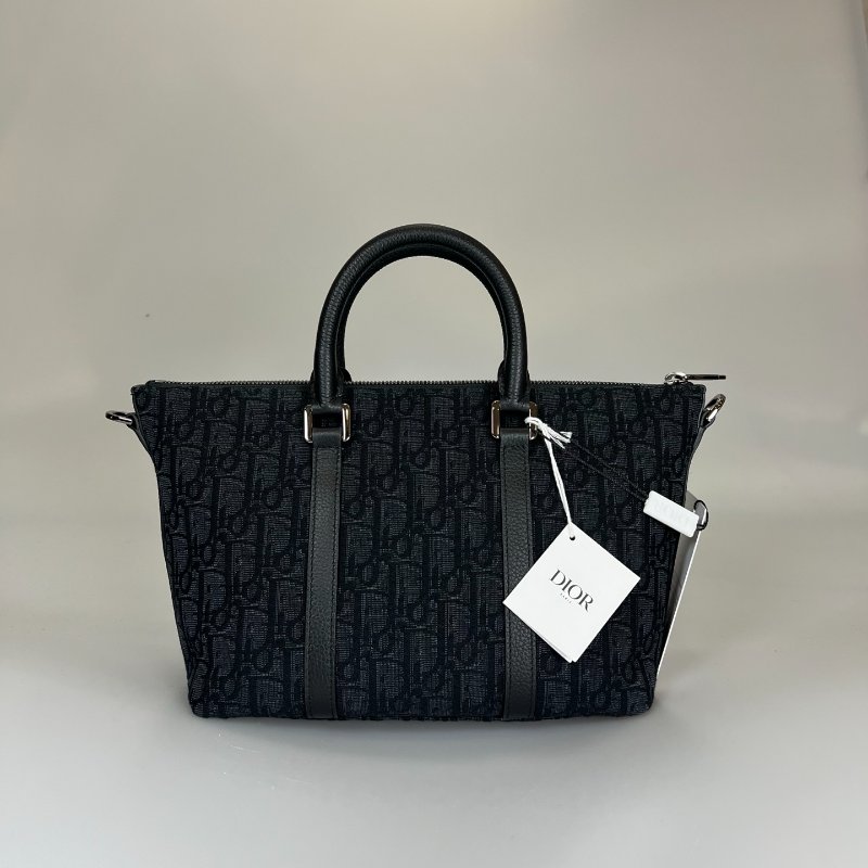 DIOR 黑老花刺繡手提側肩包-1