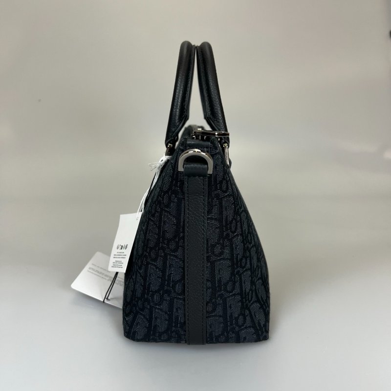 DIOR 黑老花刺繡手提側肩包-3