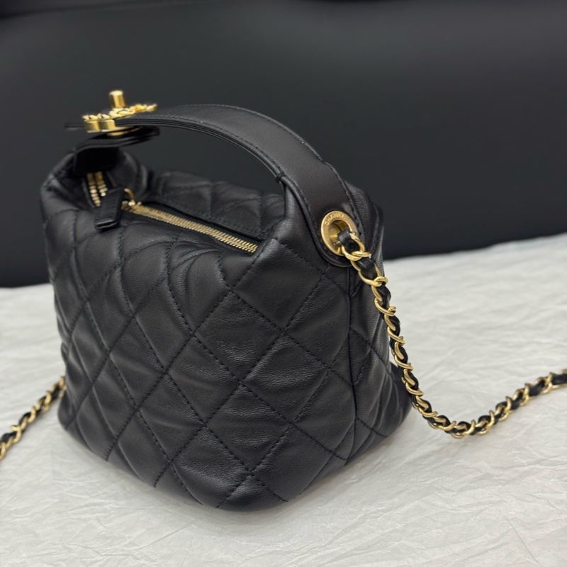 99新✨Chanel香奈兒黑金hobo飯盒包手提包斜背包 鐳射29開,鈕扣雙C手柄精緻滿滿💛正品保障-2